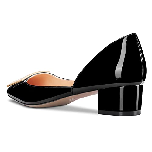 Castamere Women Chunky Block Low Kitten Heel Square Toe Bow-Knot Pumps Slip-on Classic Cute Office Party 1.4 Inches Heels Shoes3