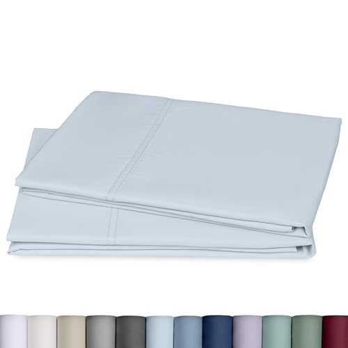 Image of California Design Den 800 Thread Count 2-Pack Pillowcase King | Soft & Thick 100% Cotton Sateen Backed by Good Housekeeping Seal, Classic Side Opening 4 inch Hem, Fits King Pillows - Blue