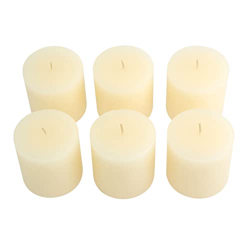 Image of Stonebriar Tall 3 x 3 Inch 40 Hour Long Burning Unscented Wax Flat Top Pillar Candles, Ivory, 6 Pack