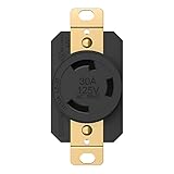ENERLITES NEMA L5-30R Flush Mounting Locking Receptacle for Generator, Twist Lock Outlet, 30 Amp, 125 Volt, 2 Pole, 3 Wire Grounding, Industrial Grade, UL Listed, 66440-BK, Black