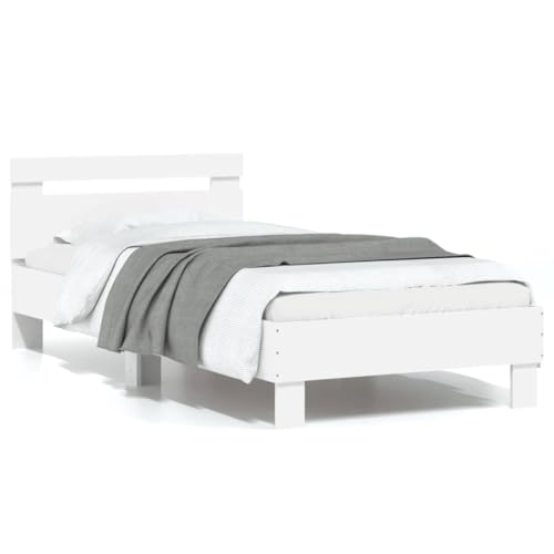 Juroupi Estructura Cama con cabecero Madera ingeniería Blanco 90x200 cm Mueble Cama Estructura Cama Bed Frame somier Camas