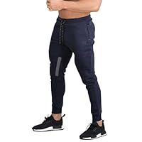 BROKIG AeroMaille Pantalon Jogging Homme Pantalons Sport avec Poches Zippées Hommes Survêtement Fitness Respirant Running(Bleu Marine,M)