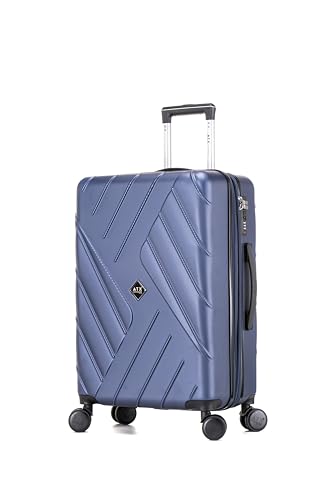 ATX Luggage Medium Suitcase Expandable Super Lightweight Hold Check in ABS Hard Shell Trolley Case with 4 Dual Spinner Wheels and Built-in 3 Digit Combination Lock (Navy, 86 Liter)