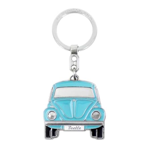 Brisa VW Collection - Volkswagen Escarabajo Coche Beetle Llavero Vintage en una Caja de Regalo, Anillo de Llavero Retro, Accesorios del Coche como Idea de Regalo/Souvenir (Frente/Azul)