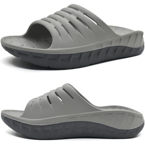 Image of KuaiLu Mens Recovery Sandals Orthotic Arch Support Open Toe Sport Slides Thick Cushion Orthopedic Plantar Fasciitis Slip On Wide Width Summer Pool Beach Waterproof