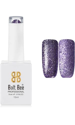 Image of BOLT BEE 15ML Gel Nail Polish 1Pc Clear Pink Glitter Nail Polish Soak Off UV LED Nail Gel Polish Nail Art Starter Manicure Salon DIY at Home, 0.5 OZ (1) (77)
