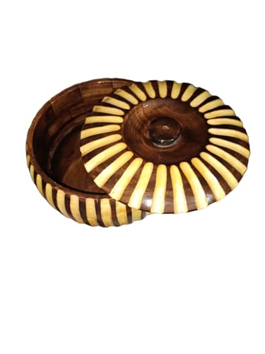 Image of natuerCRAFTS Stripped Wooden Chapati Box for Kitchen Chapati box Hot Case for Roti, Paratha, Puri, Wooden Casserole for Serveware Hot Pot Roti Dabba with Lid for Home, Kitchen (Size: 9x9x4 In), 1 Pc