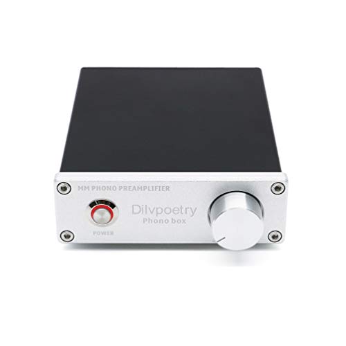 Dilvpoetry Phono Box MM Phono Preamp Preamplifier Amp HiFi Turntable Amplifier Phonograph Audio Pre amp Record Player with DC12V(Silver) - Thumbnail 7