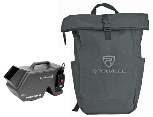 Audiosavings Bundle: Eliminator American DJ BUBBLETRON EX Bubble Machine Bundle with Rockville RPAK Charcoal Stylish Durable Backpack Bag w/Padded Laptop Pocket (2 Items)