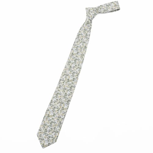 Image of Cotton Floral Ties for Men 2.76 inch Men's Skinny Tie Linen Flower Printed Neck Tie for Wedding Dating Party
