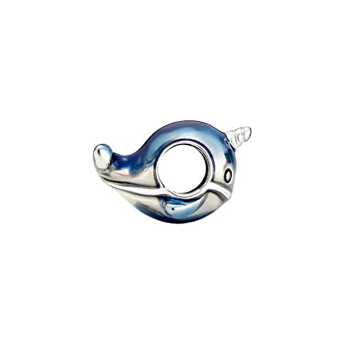 Shimmering Narwhal Charm Sterling Silver Blue Enamel Whale Bead fit European Bracelet3