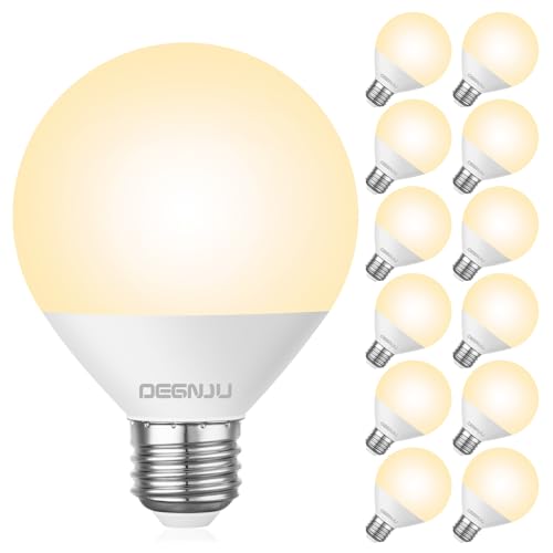 Image of DEGNJU LED Vanity Light Bulbs, 60W Equivalent, Bathroom Light Bulbs 2700K Soft White, 800 Lumens, G25 Globe Bulb for Makeup Mirror, Round Shape, 7W, 120V, Non-Dimmable, 12 Pack