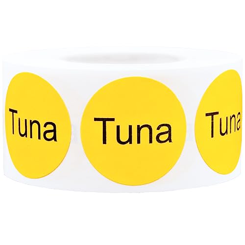 Yellow with Black Tuna Circle Dot Adhesive Stickers, 1 Inch Round Labels, 500 Total Stickers