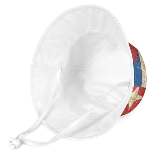 Vintage Aged and Scratched Cuban FlagChildren's Bucket Hat for Boys and Girls, Breathable Summer Beach Hat54cm3