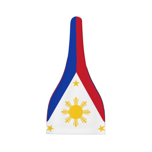 Newborn Baby Hat, Philippine Flag Print Soft Top Knot Beanie Cap, Cute Baby Headwear for 0-6 Months Black2