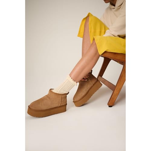 Image of Project Cloud 100% Genuine Leather Platform Ankle Boots for Women | Memory Foam Insole Lightweight Winter Booties - Womens Casual Footwear Fall Shoes - Fashionable Womens Boots with EVA Outsole