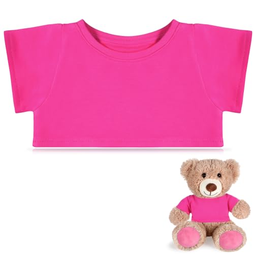 RoundFunny Bear Tee Shirt Fit 14-18inch Bear Clothes Stuffed Animal Clothes Shirt Basic Stuffed Dolls Shirt, Pink