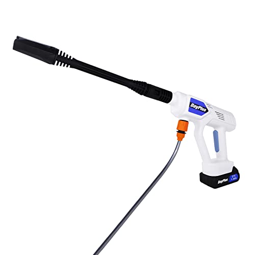 Pistola de Alta Presión sin Cable, 480PSI Hidrolimpiadora portátil de Mano, Limpiador a presión con 2 Conectores y 1 Boquilla, Hidrolimpiadora a Chorro sin Cable para Patios y Coches, 2 baterías