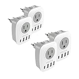 [4-Pack] European Travel Plug Adapter USB C, VINTAR US to Europe and Italy Plug Adapter with 2 Outlets 4 USB Charger (1 USB C Port)