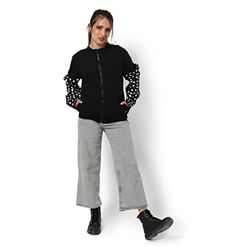 Image of PINACOLADA Women's Colorblock Sweatshirt with Ribbed Hem for Casual Wear | Low-High Neck | Long Sleeve | Button Closure | Cotton Sweatshirt Crafted with Comfort Fit for Everyday Wear