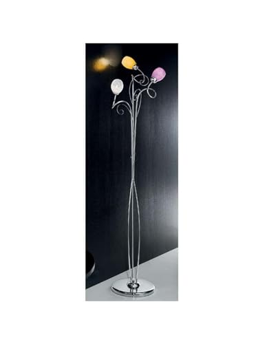 Generico Lampada da terra piantana moderna cromata colorata con vetri di murano 3 luci DP057 per salotto, corridoio, soggiorno, cameretta, camera da letto.