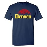 Xtreme Apparrel Denver Basketball City Skyline Men's Fan T-Shirt (Navy Shirt, XL)