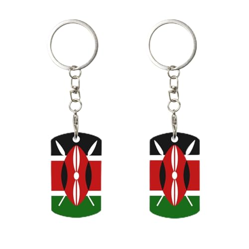 Porte-clés avec clip drapeau du Kenya, porte-clés rectangulaire en métal personnalisé, pour la maison, le bureau et la moto