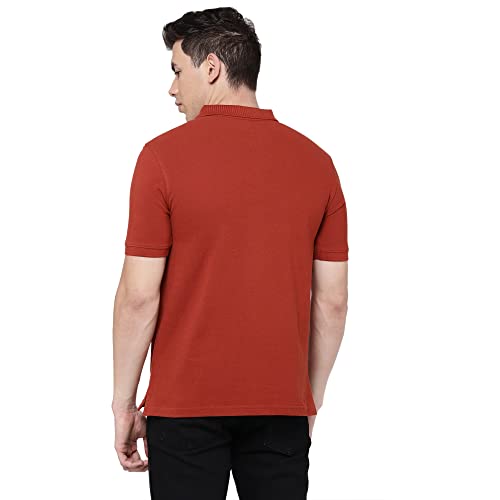 Image of Wrangler Men Brick Red Solid Regular Fit T-Shirt