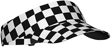 LOGMOR Black White Race Checkered Flag Pattern Sunscreen Visor Hats for Women & Men, Sport Empty Top Baseball Sun Cap, Tennis Visor, Golf Visor