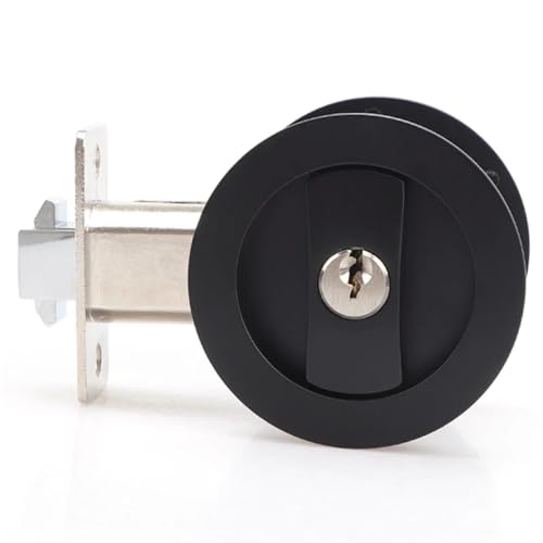 Juego de 3 Cerraduras para Puertas Empotradas negras con Llaves, Hardware Contemporáneo de Privacidad para Puertas Correderas Redondas miniatura 4