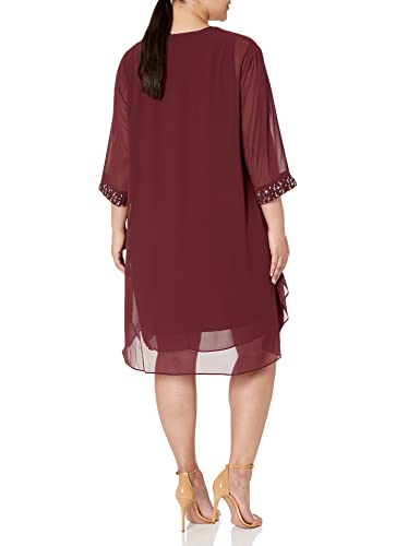 Image of S.L. Fashions Women's Plus Size Chiffon Tier Jacket Dress with Beading Detail