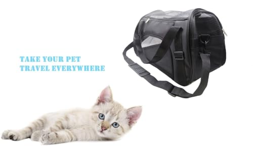 Image of ZaneSun Cat Carrier,Soft-Sided Pet Travel Carrier for Cats,Dogs Puppy Comfort Portable Foldable Pet Bag Airline Approved (Medium-Black)