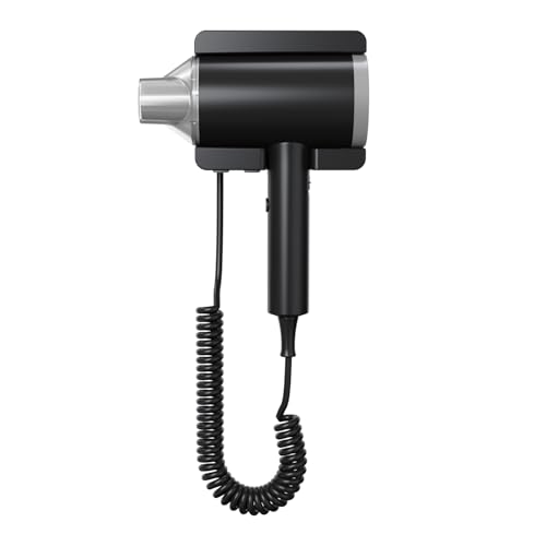 RYing Potente Secador de Pelo de Pared 1875W con Interruptor de Seguridad,Elegante Secador de Cabello de Pared con Soporte para Baño,Hotel y Hogar (negro)