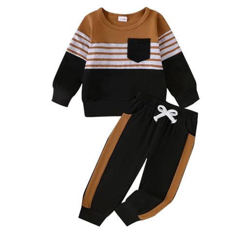Image of FOCUTEBB Toddler Boy Clothes Baby Boys Fall Winter Outfits Long Sleeve Sweatshirt Top Jogger Pants Set Boys Outfit Set 12M-4T