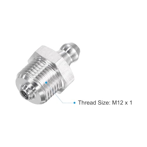 Image of uxcell 6Pcs Metric Stainless Steel Straight Grease Fitting M12 x 1mm Thread Hydraulic Grease Fitting Accessories