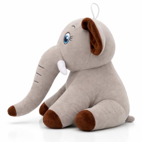 Image of Plush Grey Elephant Toy Teddy Bear Gift 20cm Soft Toys for Baby Girl Fully Washable Plush Toys and Stuffed Toys Perfect for Nursery Play and Cuddling (Grey)