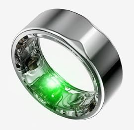JCRing Smart Ring - Fitness Tracker, Sleep Tracking, Activity Tracking, Heart Rate Monitor, Temperature, Sp02, Stress, V02 Max, Titanium Ring, Free app for iOS & Android (Silver, 7)
