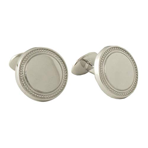David Donahue Men's Sterling Silver Round Engraved Cufflinks (CL563702)