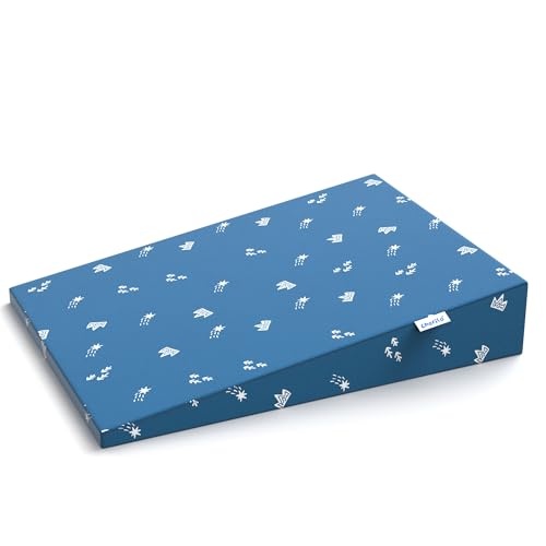 Image of Cherilo Standard Elevated Wedge Baby Pillows for New Born, Pillow for Kids, Crib & Mattress, Prevents Acid Reflux, Colic, GERD, Heat Burn & Vomiting, 14 inch x 19 inch x 3.5 inch, with Cover, Star Design, Blue