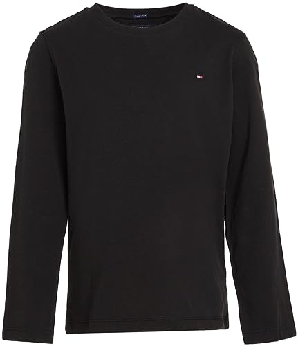 Tommy Hilfiger Camiseta de Manga Larga Chicos Basic, Negro (Meteorite), 14 Años