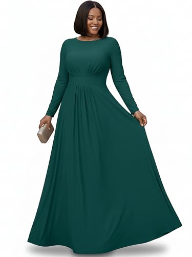 Image of KOH KOH Womens Long Sleeve Flowy Empire Waist Fall Winter Maxi Dress Gown