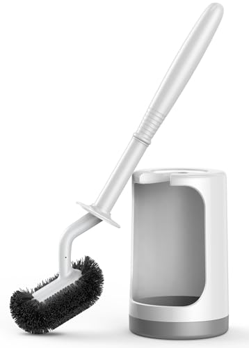 HAMITOR Toilet Bowl Brush Holder Set: Curved Design with Holder