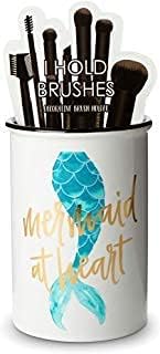 LORENZERIK Tri-Coastal Design Ceramic Makeup Brush Holder Storage Mermaid at Heart Cosmetic Organizer for Make Up Brushes