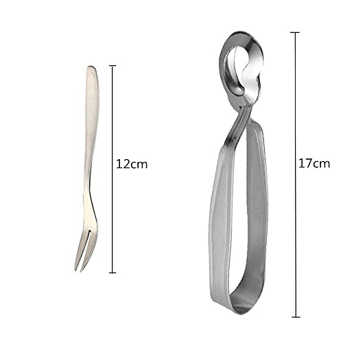 2pcs Stainless Steel Escargot Snail Tong and Snail Fork for Kitchen Cooking Tool for Kitchen Cooking BBQ and Restaurant Serving