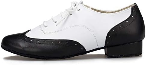 Honeystore Men's Lace-up Dance Shoes Round-Toe Splice Leather Modern Tango Jazz Ballroom Latin White 10 D(M) US | Image 1