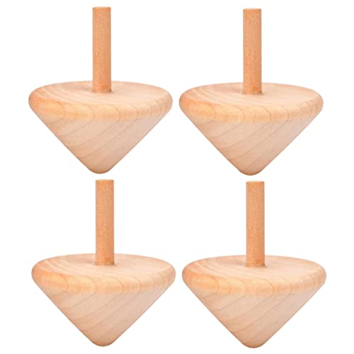 Toddmomy Wooden Gyroscope Toys 4 Pack Spinning Toys for Boys and Girls Gyro Playthings