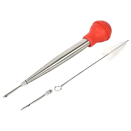 Hongjingda Jeringa de Pera de Din| Pera de Dinen de Acero Inoxidable | La jeringa de Pera de Dinen Metal Incluye 2 Agujas desmontables y Limpieza