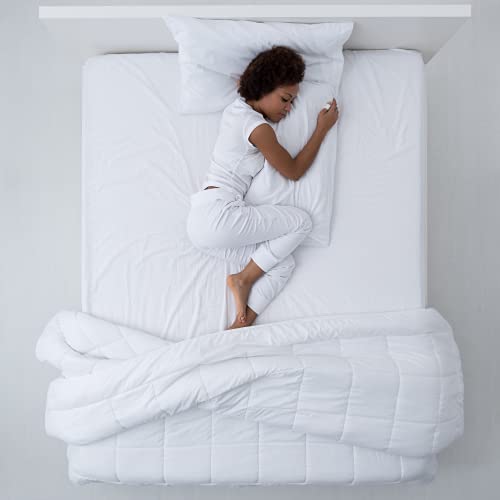 Linteum Textile (1-Piece, 78X80X12 In, White) Percale King Fitted Sheet, 200 Thread Count #TOP1