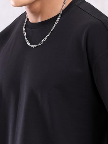 Image of Beyoung Looper Solid Oversized Tshirt for Men | Round Neck | Drop Shoulder | Half Sleeves | Plain Oversized Tshirt