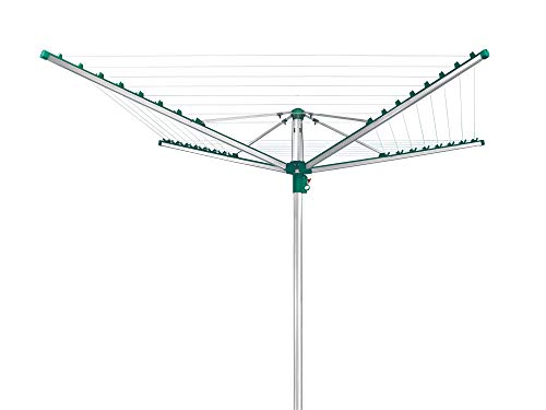 Leifheit Séchoir parapluie Linomatic 400 Comfort, étendoir à linge 40 m avec douille de fixation et système Easy-Lift, séchoir à linge avec rétractation automatique des fils, étendage extérieur